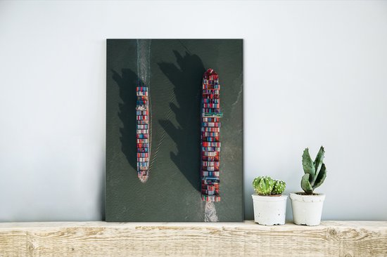 Vue à vol d'oiseau des navires qui passent toile 2cm 30x40 cm - petit - Tirage photo sur toile (Décoration murale salon / chambre)