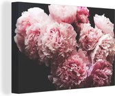 Canvas Schilderij Boeket roze pioenrozen - 30x20 cm - Wanddecoratie