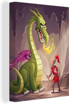 Illustration pour enfants d'un chevalier et d'un dragon 30x40 cm - petit - Tirage photo sur toile (Décoration murale salon / chambre) / Peintures sur toile Animaux