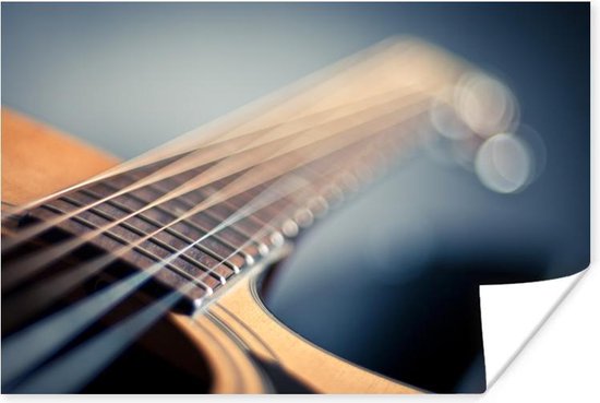 Gros plan des cordes d'un Poster guitare acoustique 60x40 cm - Tirage photo  sur Poster... | bol.com
