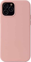 Voor iPhone 12 Max / 12 Pro effen kleur vloeibare siliconen schokbestendige beschermhoes (Sakura Pink)
