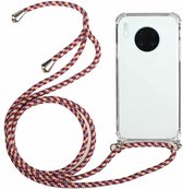 Voor Huawei Mate 30 Four-Corner Anti-Fall transparante TPU beschermhoes met lanyard (roodgrijs)