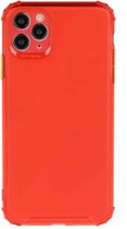 Voor iPhone 12 Max / 12 Pro TPU Kleur Doorschijnend Vierhoekige airbag Schokbestendige telefoon Beschermhoes (transparant rood)