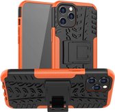 Voor iPhone 12 Pro Max Tyre Texture Shockproof TPU + PC beschermhoes met houder (oranje)