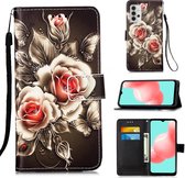 Voor Samsung Galaxy A32 5G 3D Schilderen Horizontale Flip Leren Case met Houder & Kaartsleuf & Lanyard (Rose Flower)