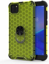 Voor Huawei Y5p 2020 schokbestendige honingraat PC + TPU ringhouder beschermhoes (groen)