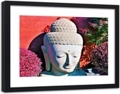 Foto in frame , Boeddha tussen planten , 120x80cm , Multikleur , Premium print