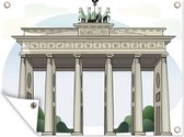 Tuinschilderij Illustratie van de Brandenburger Tor in Berlijn - 80x60 cm - Tuinposter - Tuindoek - Buitenposter