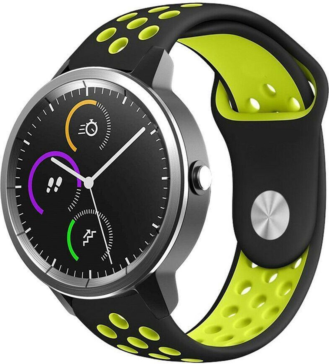 Geschikt voor Garmin Vivoactive 3 sport bandje - zwart/geel - 42mm