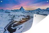 Muurdecoratie Alpen - Sneeuw - Trein - 180x120 cm - Tuinposter - Tuindoek - Buitenposter