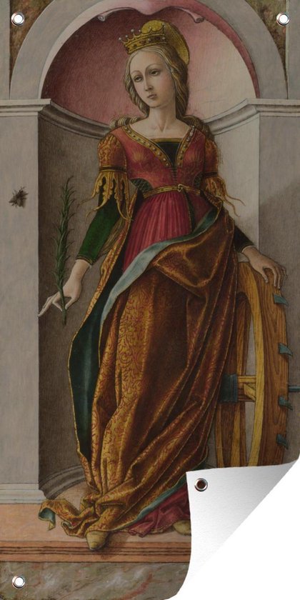 Wanddecoratie buiten Sint Catharina van Alexandrië - Schilderij van Carlo Crivelli - 80x160 cm - Tuindoek - Buitenposter