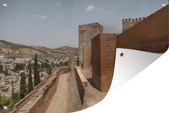 Les murs extérieurs de l'Alhambra en Espagne Affiche de jardin 120x80 cm - Toile de jardin / Toile d'extérieur / Peintures d'extérieur (décoration de jardin)