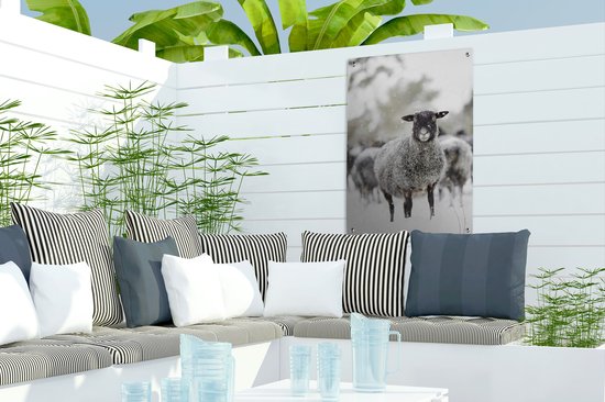 Décoration de jardin Moutons - Neige - Hiver - 40x60 cm - Poster jardin - Toile jardin - Poster extérieur