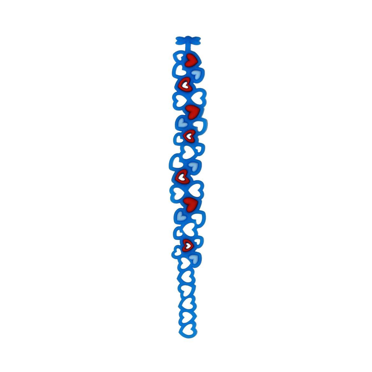 Batucada - Little Love - Armband - Plantaardige Oorsprong en Hypoallergeen - Meisjes - Armband met Hartjes - Antiallergisch - Blauw - rood - lengte 12/15cm – ziet er uit als Rubber