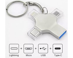 Bru USB Flashdrive - 4-in-1 USB Multi Functioneel Flashdrive - Compatibel met iOS, Android en PC - Extern Geheugen - Extra opslagruimte voor uw multimedia - 32 GB