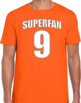 Superfan nummer 9 oranje t-shirt Holland / Nederland supporter EK/ WK voor heren L