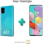 Samsung Galaxy A51 hoesje transparant siliconen hoesje A51 + tempered glass screenprotector *LET OP JUISTE MODEL*