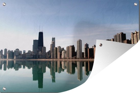 Tuindecoratie Chicago - Toren - Skyline - 60x40 cm - Tuinposter - Tuindoek - Buitenposter