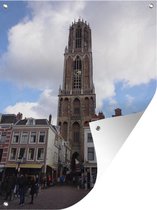 Muurdecoratie buiten Utrecht - Domtoren - Wolken - 120x160 cm - Tuindoek - Buitenposter