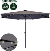 Gardington Parasol – Verlichting op Zonne-Energie - Kantelbaar - Aluminium – Zonnedoek /Zonneluifel/Zonnescherm/Zonnewering – Licht Grijs - 270 cm
