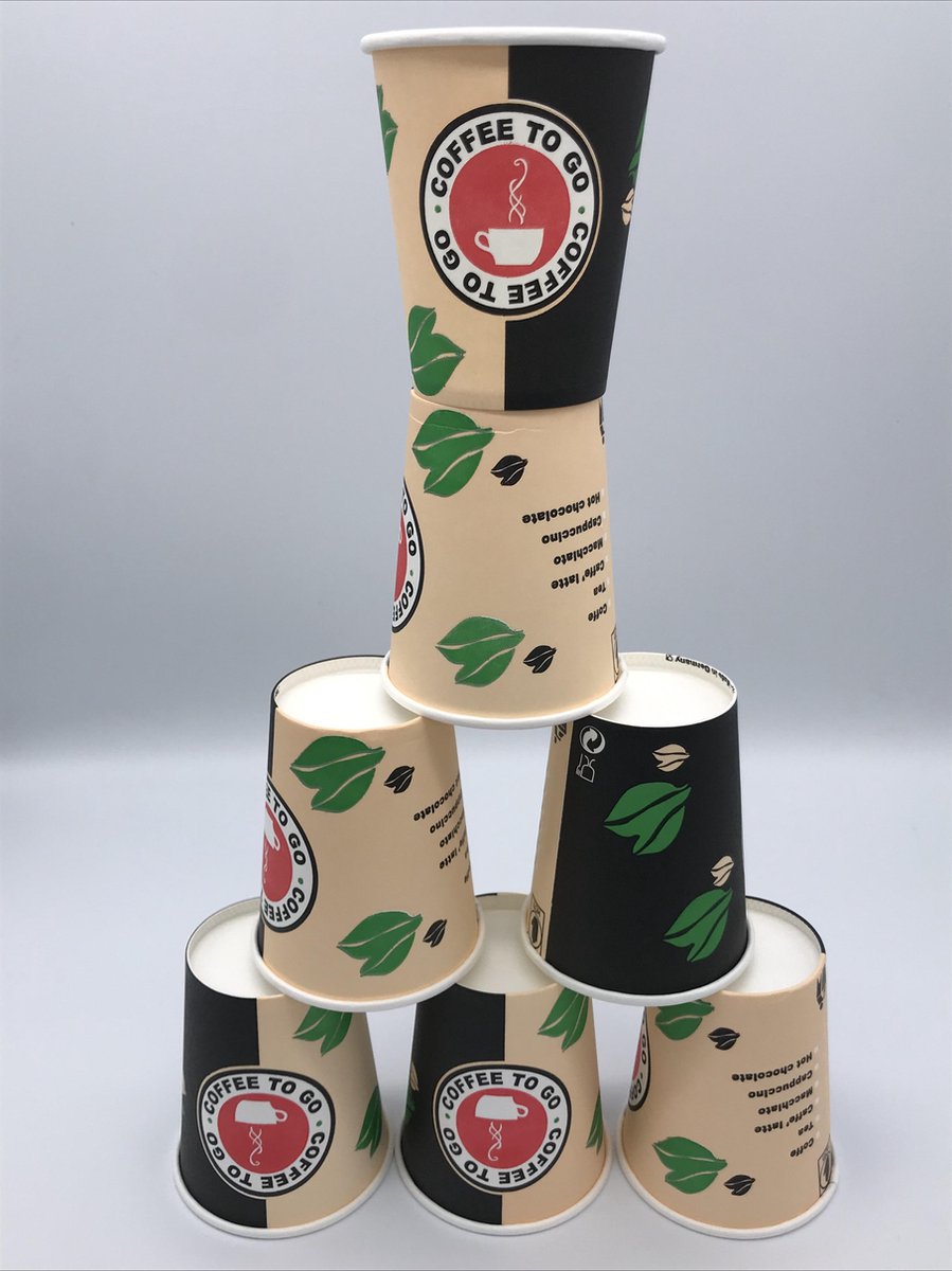 Gobelets Jetables Café 200ml (7oz) En Carton - Lot Avec Couvercles Et 150 Palettes En Bois - Parfaits Pour Boissons Chaudes Et Froides