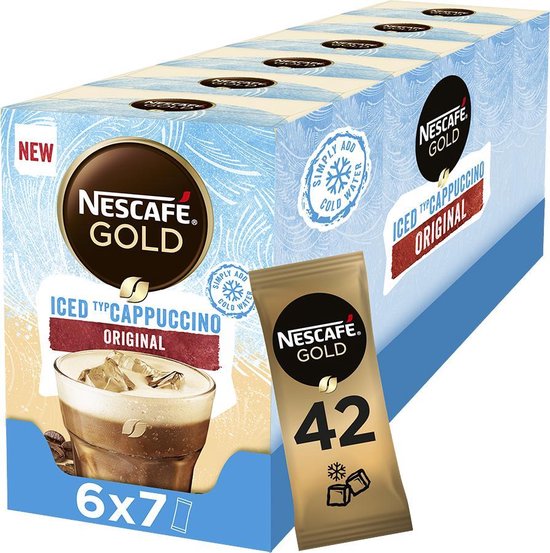 Nescafé Gold Iced Cappuccino oploskoffie - 6 doosjes à 7 zakjes