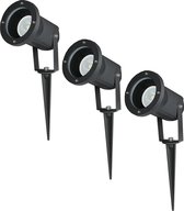3x V-TAC - Tuinspot voor buiten - LED - Zwart - 4000K Neutraal wit - 5 Watt - 400 Lumen - 230V - Verwisselbare GU10 lamp - Prikspot met grondspies - Richtbaar - Aluminium - Voor het uitlichte