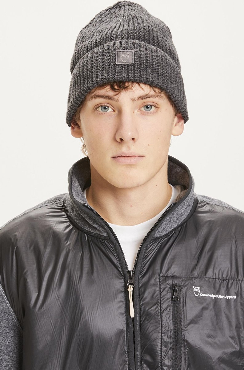 LEAF ribbing hat - GOTS/Vegan Dark Grey Melange 1073