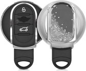 kwmobile autosleutelhoesje voor Mini 3-knops Smart Key autosleutel - sleutelcover van TPU in zilver / metallic zilver - Sneeuwbol met Sterren design
