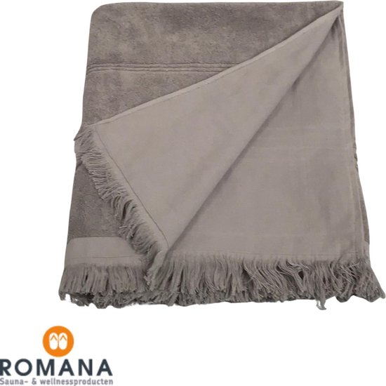 Handdoek | Hamamdoek met één zijde badstof | Terry | Taupe | 100 x 170 CM |  bol.com