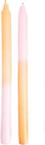 Dip Dye Kaarsen | Dinerkaars | Oranje-Roze | Twee stuks | Happy Stripes | 29 cm