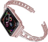 Geschikt voor Apple Watch bandje 42 / 44 / 45 mm - Series 1 2 3 4 5 6 7 SE - Smartwatch iWatch horloge band - 42mm 44mm 45mm - Fungus - RVS metaal - Roze - Dun