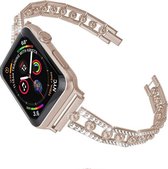Geschikt voor Apple Watch bandje 42 / 44 / 45 mm - Series 1 2 3 4 5 6 7 SE - Smartwatch iWatch horloge band - 42mm 44mm 45mm - Fungus - RVS metaal - Retrogoud - Dun