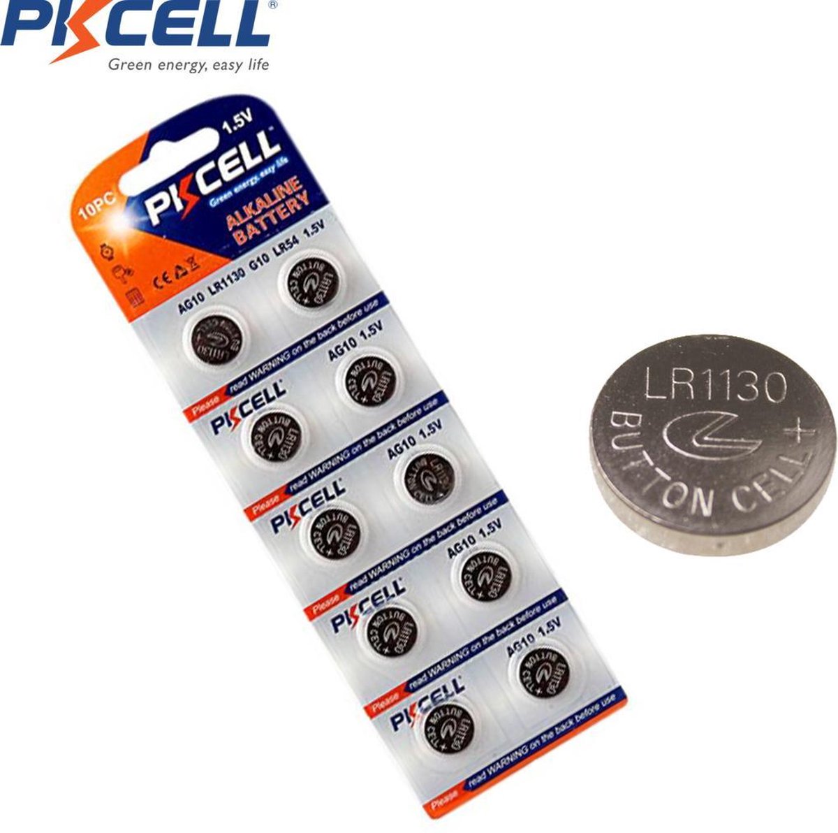 PKCELL Knoopcel batterijen AG10 1.5V PKCELL 10 stuks (LR1130, G10, LR54) |  bol.com