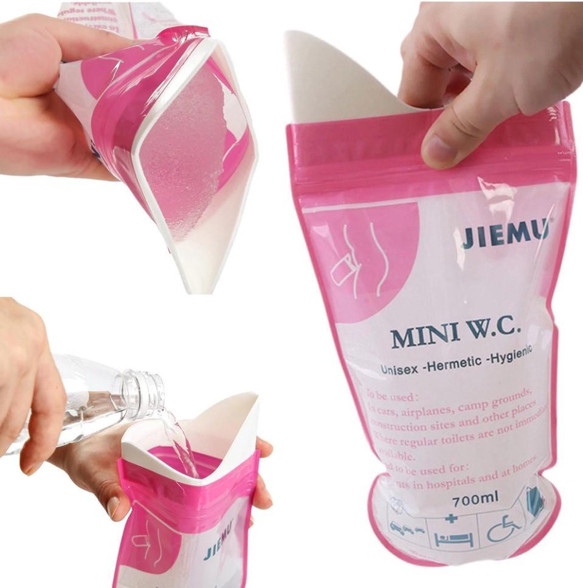 Lot 30 Urinoirs Jetables Femme + 5 Sacs Urine 750ml - Pisse Debout, Camping, Voyage, Absorption Gel - 5