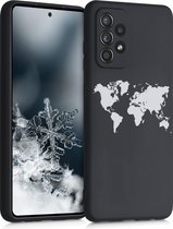 kwmobile telefoonhoesje compatibel met Samsung Galaxy A52 / A52 5G / A52s 5G - Hoesje voor smartphone in wit / zwart - Wereldkaart design