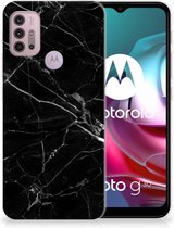 Smartphone hoesje Motorola Moto G30 | G10 Transparant Hoesje Marmer Zwart
