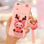 Lovely Reindeer Full Package Anti Falling Silicone Sleeve voor iPhone6 / 6s (roze)