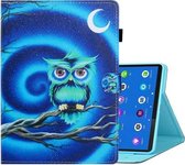 Voor Lenovo Tab M10 Plus TB-X606F Gekleurde Tekening Horizontale Flip Leren Case met Houder & Kaartsleuf & Slaap / Wekfunctie (Maan Uil)