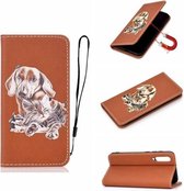Voor Xiaomi Mi 9 SE Pure Color Painting Horizontale Flip lederen tas met kaartsleuven & houder & Lanyard (hond)
