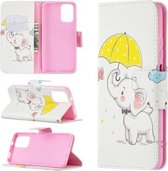 Voor Xiaomi Redmi Note 10 4G / Note 10S Gekleurde Tekening Patroon Horizontale Flip Leren Case met Houder & Kaartsleuven & Portemonnee (Paraplu Olifant)
