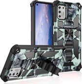 Voor Motorola Moto G Stylus (2021) Camouflage Armor Schokbestendig TPU + PC Magnetische beschermhoes met houder (Mintgroen)