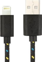 1 m Nylon netting Style USB Data Transfer oplaadkabel, voor iPhone 6 & 6 Plus / iPhone 5 & 5S & 5C, compatibel met maximaal iOS 11.02 (zwart)