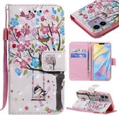 3D Schilderen Horizontale Flip Leren Case met Houder & Kaartsleuf & Lanyard Voor iPhone 12 mini (Girl Under The Tree)