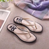 Dames Cute Cat Flat Slippers Outdoor Beach Slipper, Schoenmaat: 36 (Abrikoos)