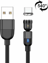 2m 3A-uitgang USB naar USB-C / Type-C 540 graden roterende magnetische datasynchronisatie-oplaadkabel (zwart)