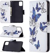 Voor LG K42 Gekleurde tekening patroon Horizontale flip lederen tas met houder & kaartsleuven & portemonnee (blauwe vlinders)