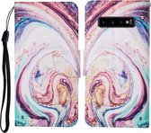 Voor Samsung Galaxy S10 + Gekleurde Tekening Patroon Horizontale Flip Leren Case met Houder & Kaartsleuven & Portemonnee & Lanyard (Whirlpool Marmer)