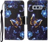Voor Samsung Galaxy S10e Gekleurde Tekening Patroon Horizontale Flip Leren Case met Houder & Kaartsleuven & Portemonnee & Lanyard (Maan Vlinder)