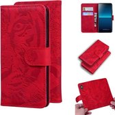 Voor Sony Xperia L4 Tiger Embossing Pattern Horizontale Flip lederen tas met houder & kaartsleuven & portemonnee (rood)